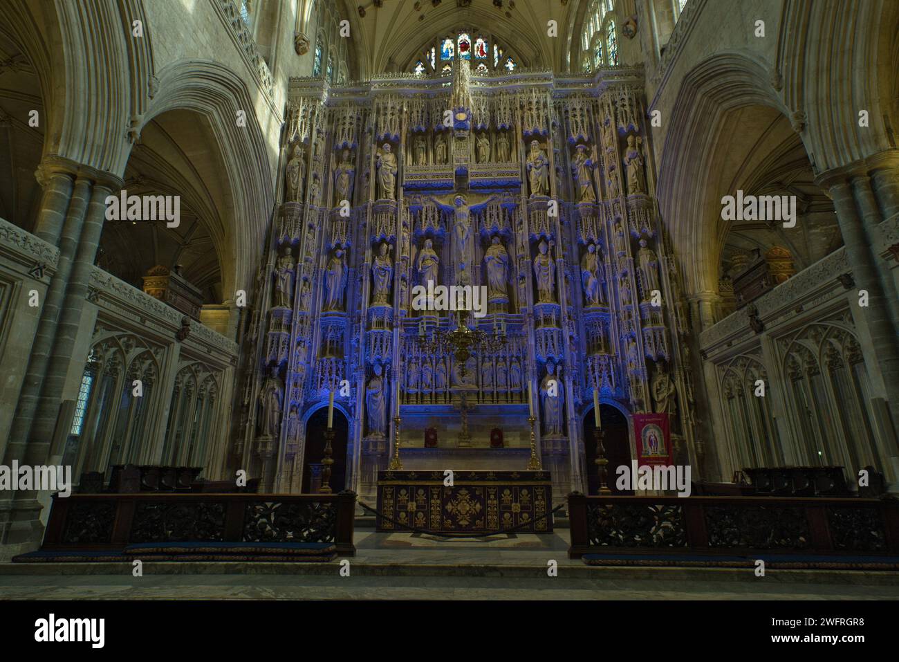 Interno della cattedrale di Winchester a dicembre Foto Stock