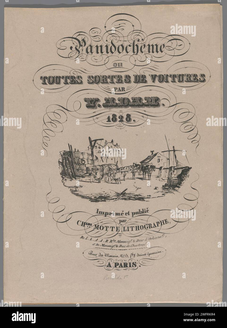 Copertina per dodici stampe con tutti i tipi di veicoli, Victor Adam, stampa del 1828 Paris paper Animal Traction, veicolo trainato da animali (carrozza, ecc.) Foto Stock