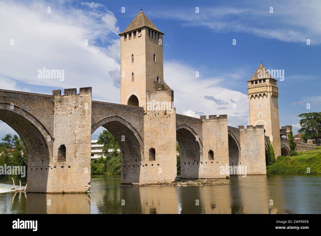 Pont Valentre a Cahors, Occitania, Francia. Foto Stock