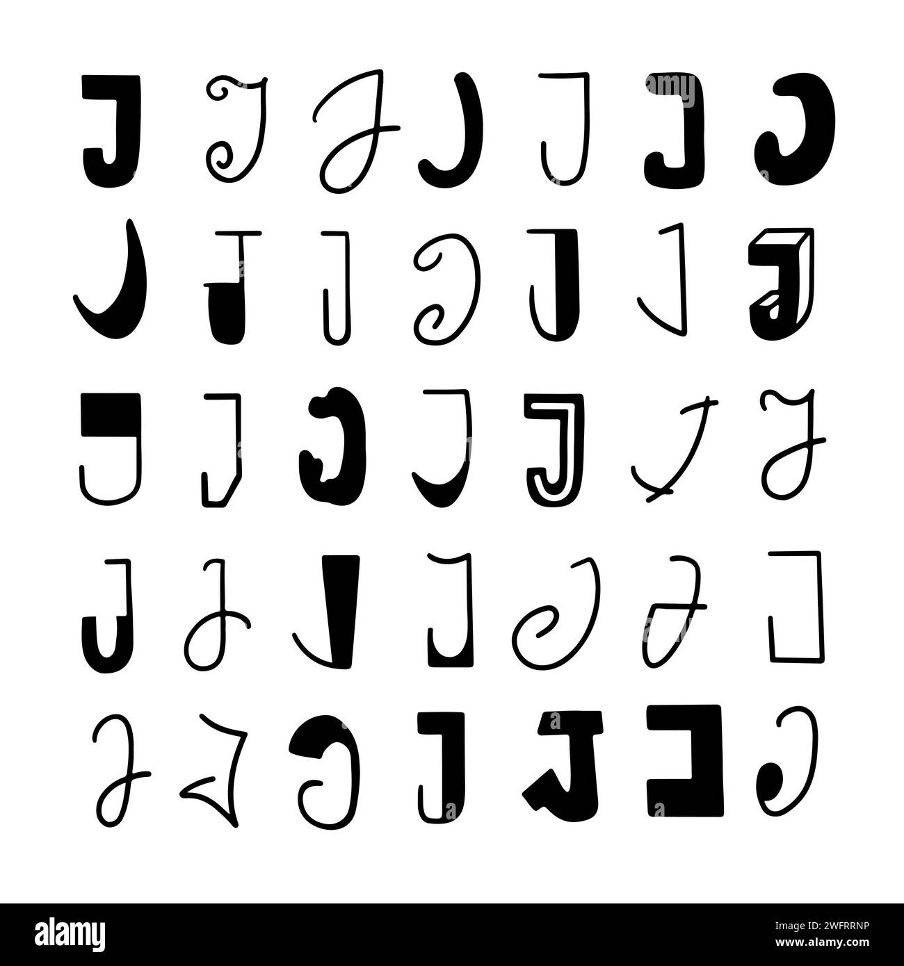 Set lettere J. Stili diversi. Illustrazione disegnata a mano Immagine e  Vettoriale - Alamy