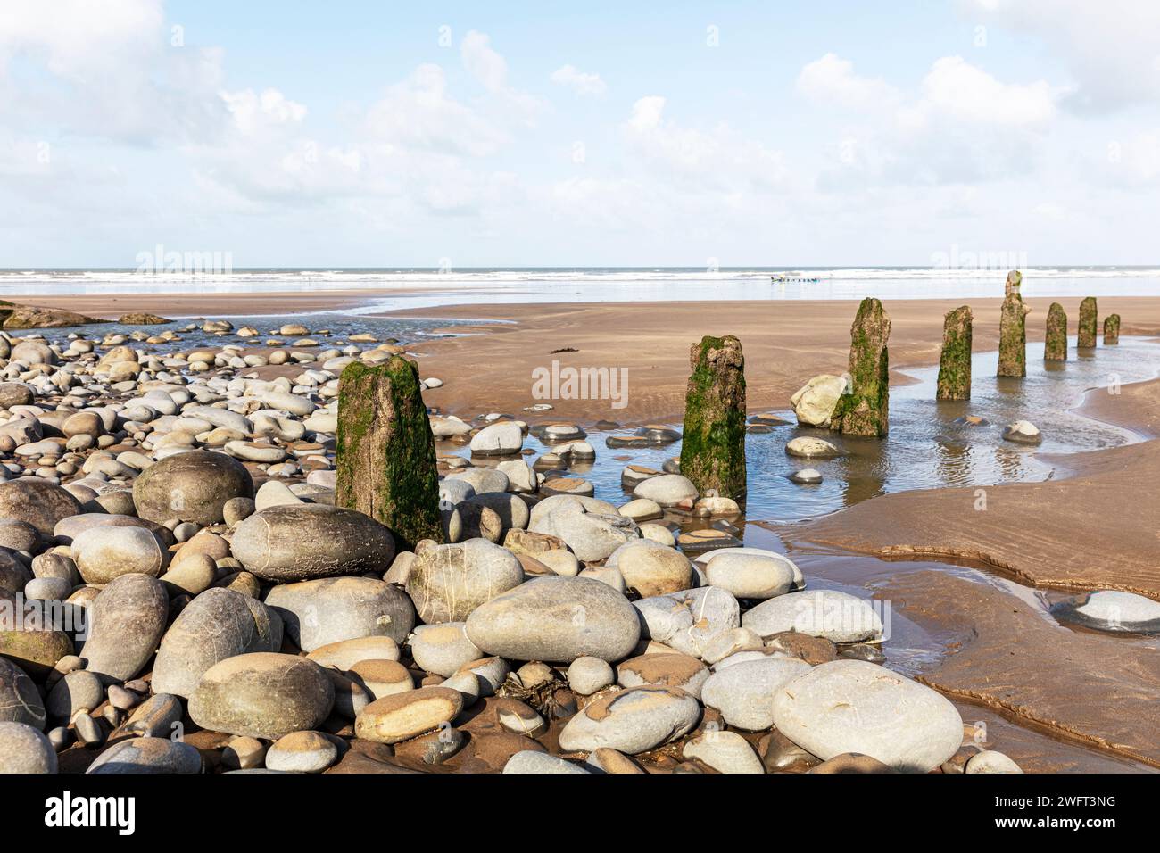 Westward ho, Devon, North Devon, Regno Unito, Inghilterra, West ho!, Westward ho Devon, Westward ho UK, spiaggia, spiagge, villaggio, villaggi, lungomare, Foto Stock