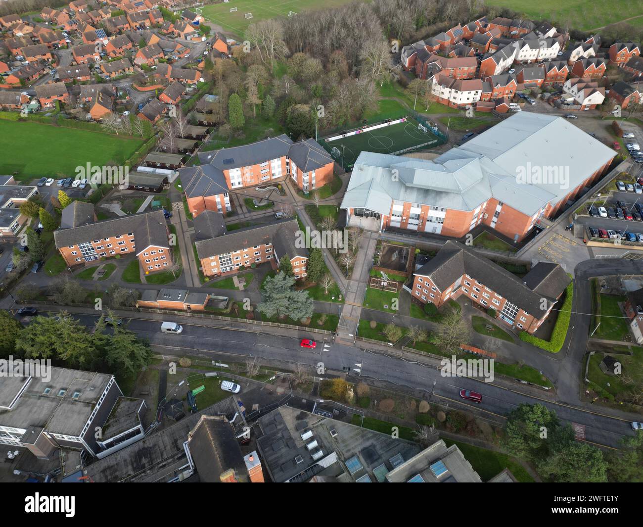 Vista aerea del Royal National College for the Blind (RNC) campus di Hereford Herefordshire Regno Unito visto nel febbraio 2024 Foto Stock