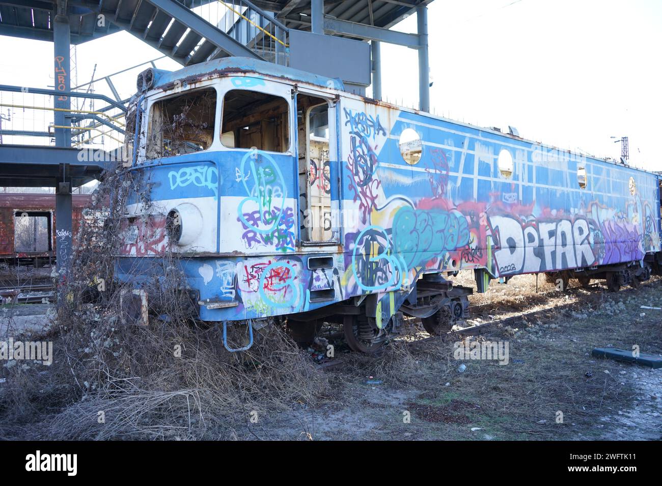 Immagine di una vecchia locomotiva abbandonata Foto Stock