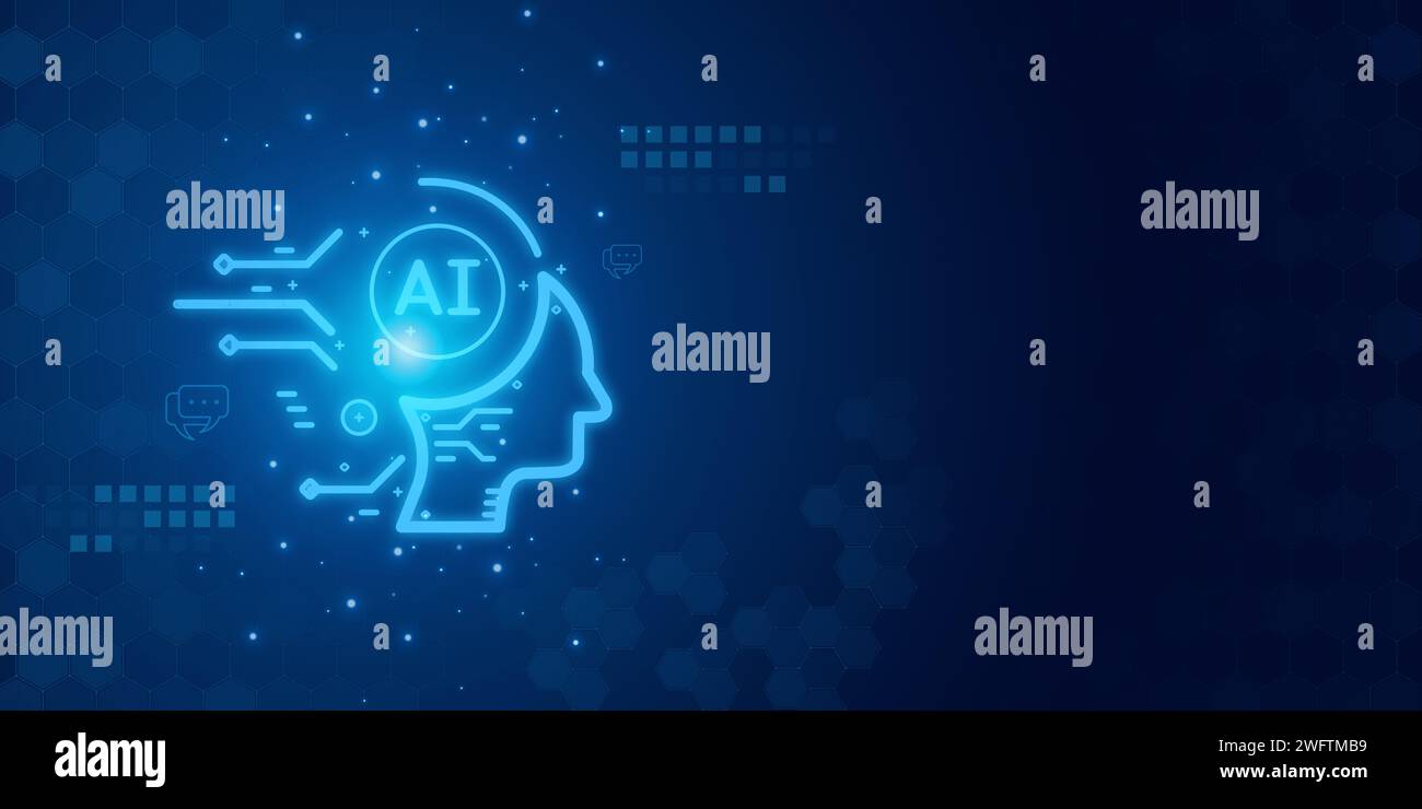 Intelligenza artificiale ai autoapprendimento miglioramento dello sviluppo risoluzione dei problemi compiti di soluzione della tecnologia futura, grafica ai chip di computer Brain me Foto Stock