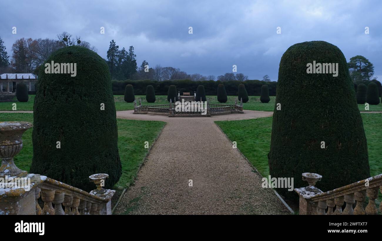 Montacute House nel Somerset in inverno Foto Stock