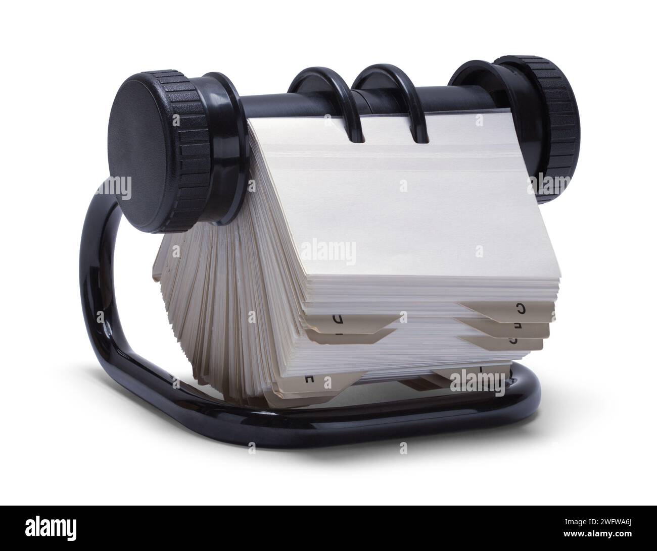 Porta file per biglietti da visita, ritagliato su bianco. Foto Stock