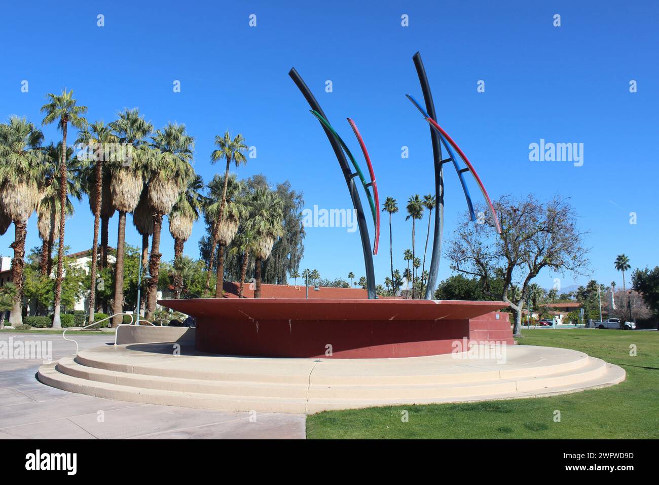 Rainmaker Fountain progettata da Davis Morris, Frances Stevens Park, Palm Springs, California Foto Stock