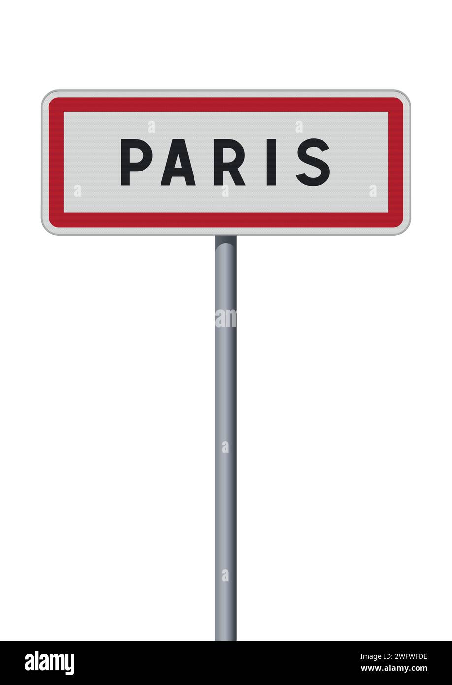 Illustrazione vettoriale del cartello stradale d'ingresso della città di Parigi (Francia) su palo metallico Illustrazione Vettoriale