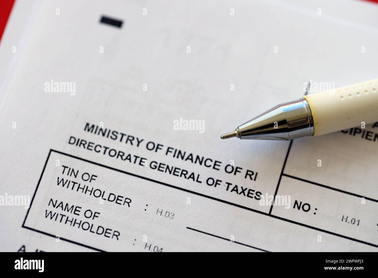 Modulo fiscale indonesiano 1721 a1 Income Income Tax Return art 21 per il dipendente o i beneficiari di pensione o indennità pensionistica e risparmi pensionistici Foto Stock