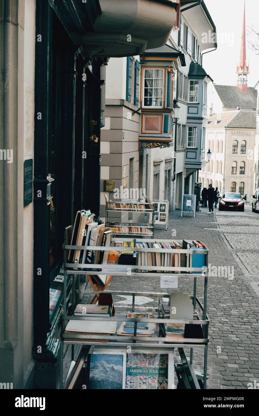 Libreria nelle strade di Zurigo in Svizzera il 19 novembre 2019 Foto Stock