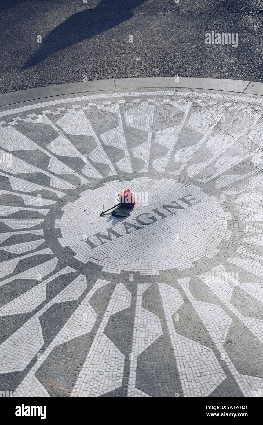 memoriale a john lennon nel central park di new york il 18 febbraio 2020 Foto Stock