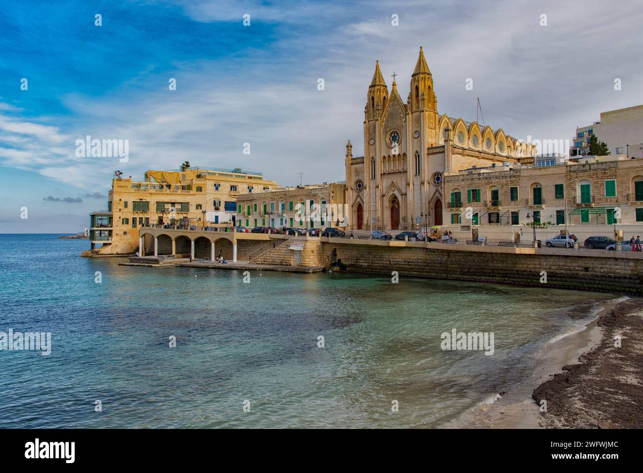 St Julians Bay, Malta Foto Stock