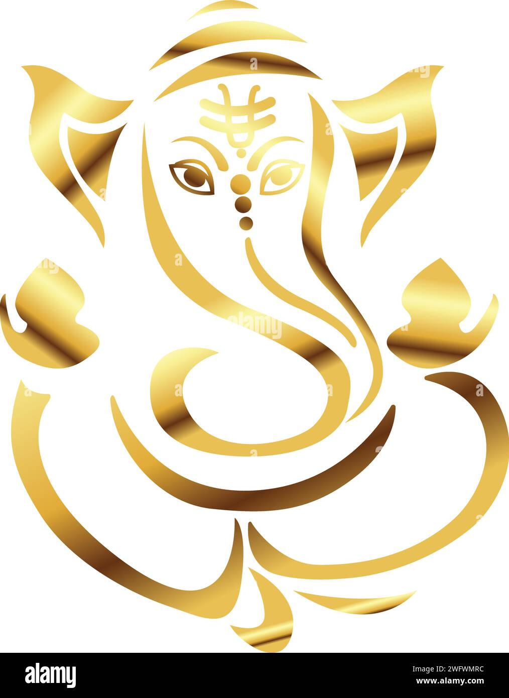 Illustrazione vettoriale di Lord ganesha, Ganesh chaturthi, icona di Ganesh in Golden, Golden Ganesh ji, biglietto d'auguri di Lord Ganpati, Festival e decorazione Illustrazione Vettoriale