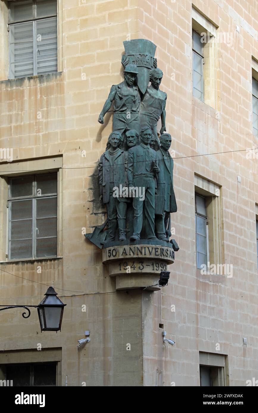Monumento del sindacato generale dei lavoratori a Malta Foto Stock