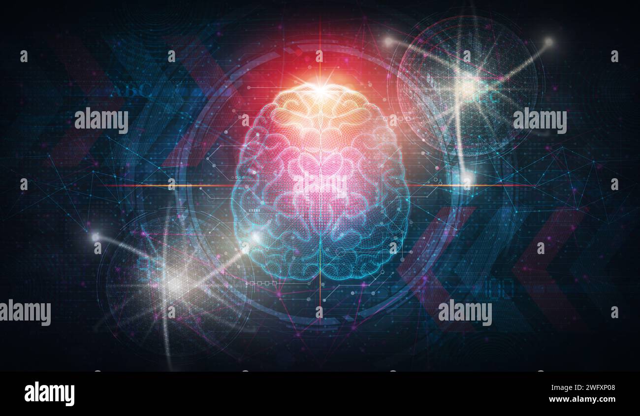 Quantum Machine Learning - QML - area che combina il computing quantistico con le tecniche ML per elaborare e analizzare i dati - illustrazione concettuale Foto Stock