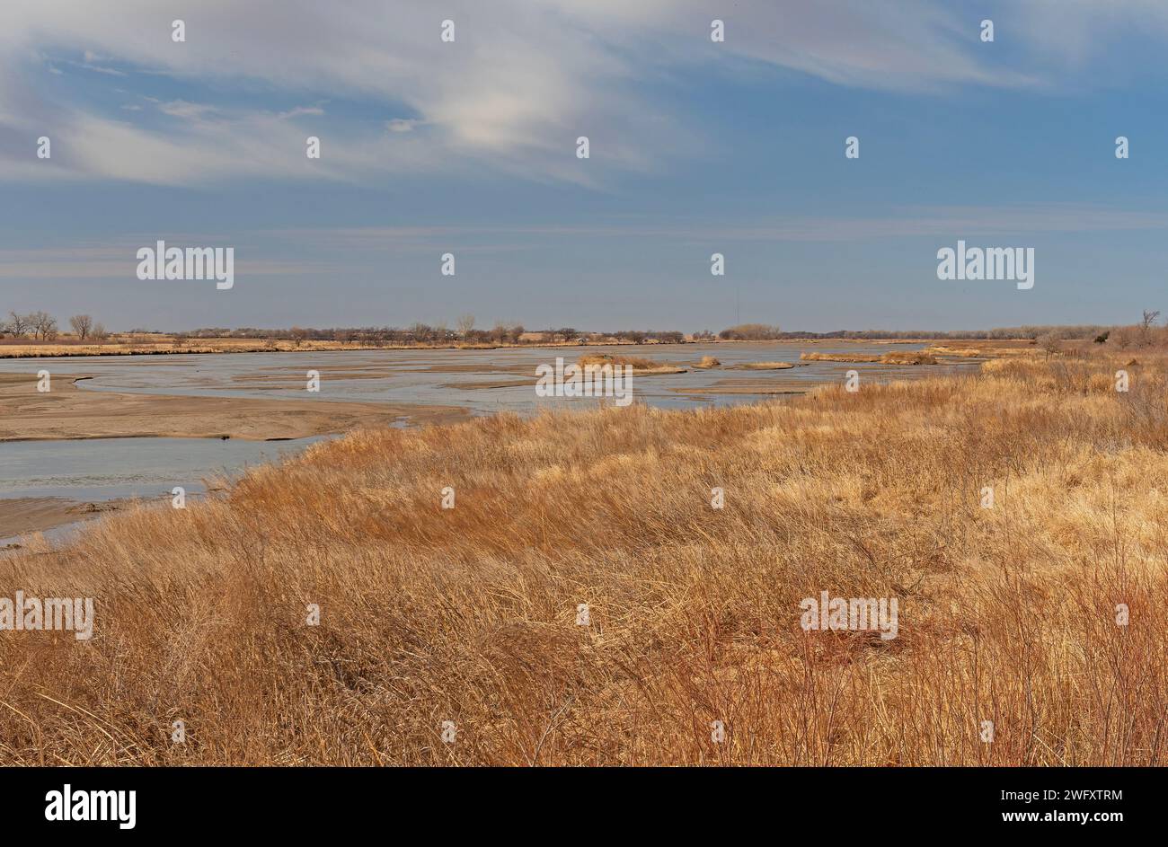 Isole e canali del fiume Platte vicino a Kearney, Nebraska Foto Stock