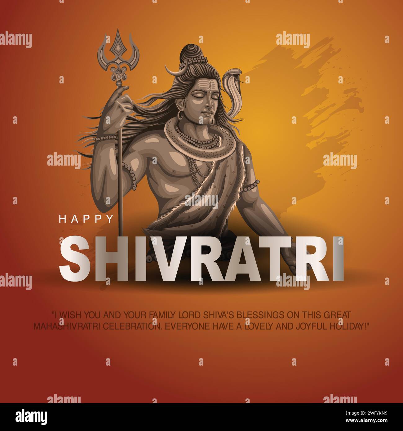 Felice maha Shivratri con shiv ling, un festival indù celebrato dalla notte del signore shiva, calligrafia inglese. disegno di illustrazione vettoriale astratto Illustrazione Vettoriale