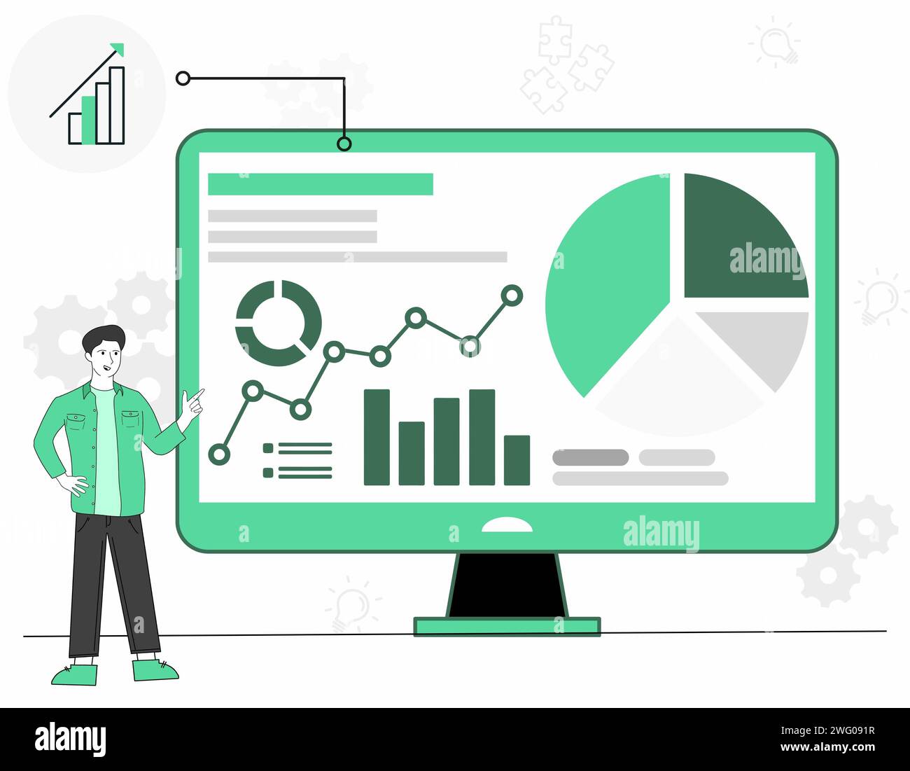 Illustrazione vettoriale del concetto di Data Analyst Foto Stock