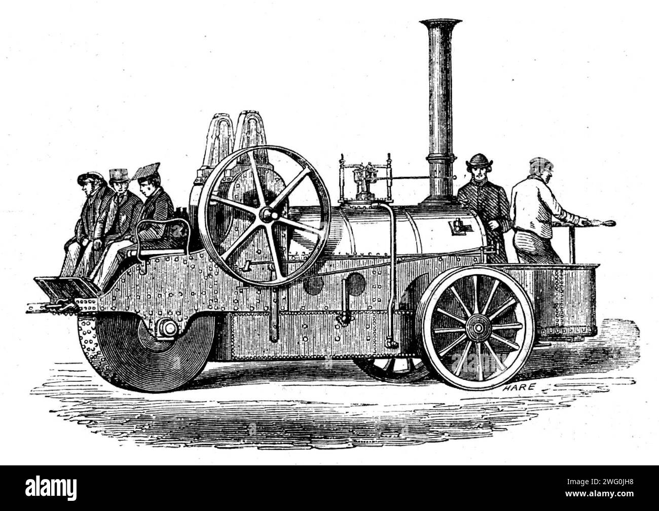 Esposizione internazionale: Motore di trazione stradale di Tuxford, 1862. "Questa azienda, infatti, detiene, secondo le prove della Royal Agricultural Society, il primo posto come produttori di motori a vapore; cioè, quando l'ultima volta provato a Carlisle, circa quattro anni dopo, ha svolto più lavoro con meno carburante di qualsiasi altro. Naturalmente, il problema che tutti i produttori devono risolvere è come ottenere la maggior parte del lavoro da una sterlina di carbone; e anno dopo anno, con qualche miglioramento spesso apparentemente lieve, hanno continuato a ridurre il consumo di carbone e ad aumentare la produzione di energia... al livello ro Foto Stock