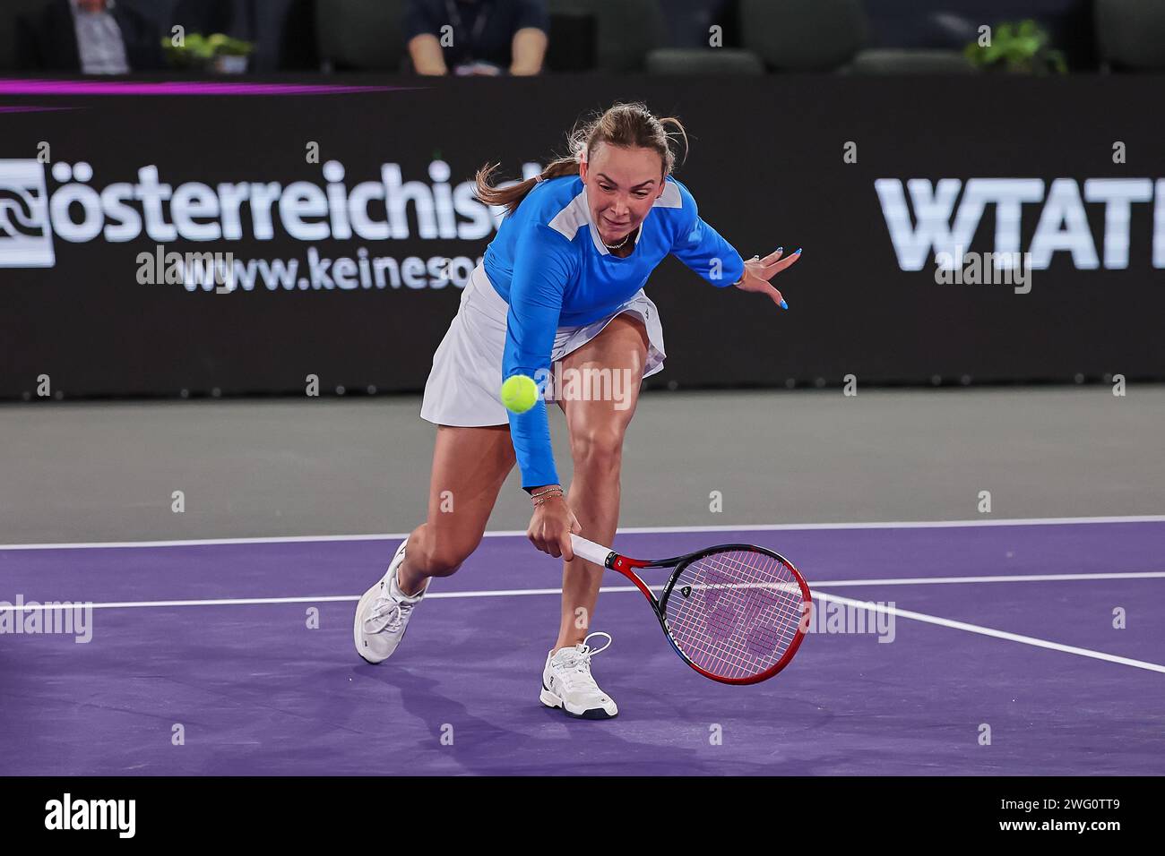 Linz, alta Austria, Austria. 1 febbraio 2024. Donna Vedic (CRO) in azione durante l'alta Austria Ladies Linz - Womens Tennis, WTA500 (Credit Image: © Mathias Schulz/ZUMA Press Wire) SOLO USO EDITORIALE! Non per USO commerciale! Foto Stock