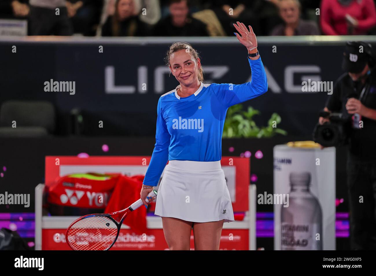 Linz, alta Austria, Austria. 1 febbraio 2024. Donna Vedic (CRO) in azione durante l'alta Austria Ladies Linz - Womens Tennis, WTA500 (Credit Image: © Mathias Schulz/ZUMA Press Wire) SOLO USO EDITORIALE! Non per USO commerciale! Foto Stock