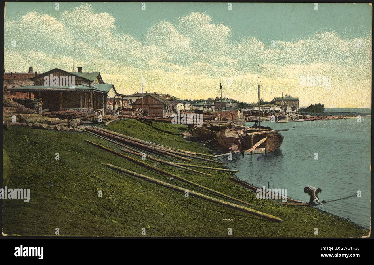 Irkutsk Embankment del fiume Angara, 1904-1917. Biblioteca nazionale della Russia Foto Stock