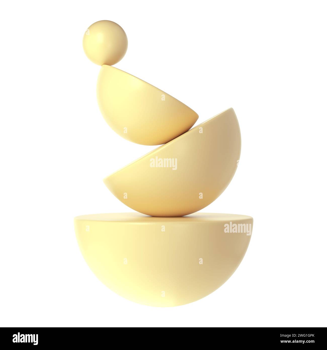 geometria artistica pastello giallo 3d forme bauhaus in stile morfismo lucido. Elemento estetico astratto ed elegante del design Foto Stock