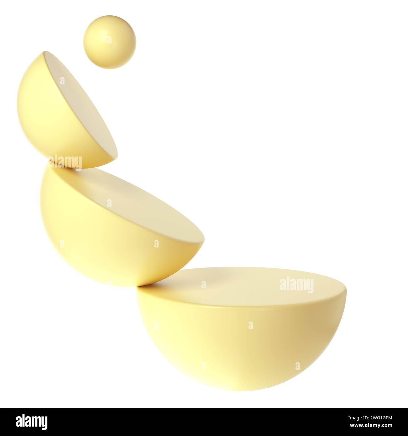 geometria artistica pastello giallo 3d forme bauhaus in stile morfismo lucido. Elemento estetico astratto ed elegante del design Foto Stock