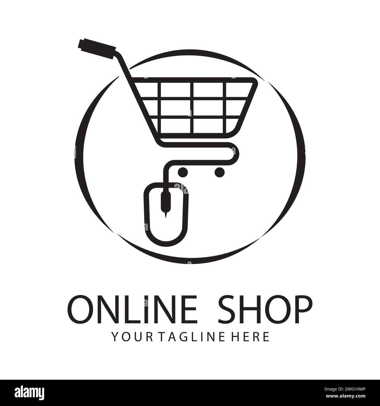 Illustrazione del logo vettoriale del carrello della spesa online Illustrazione Vettoriale