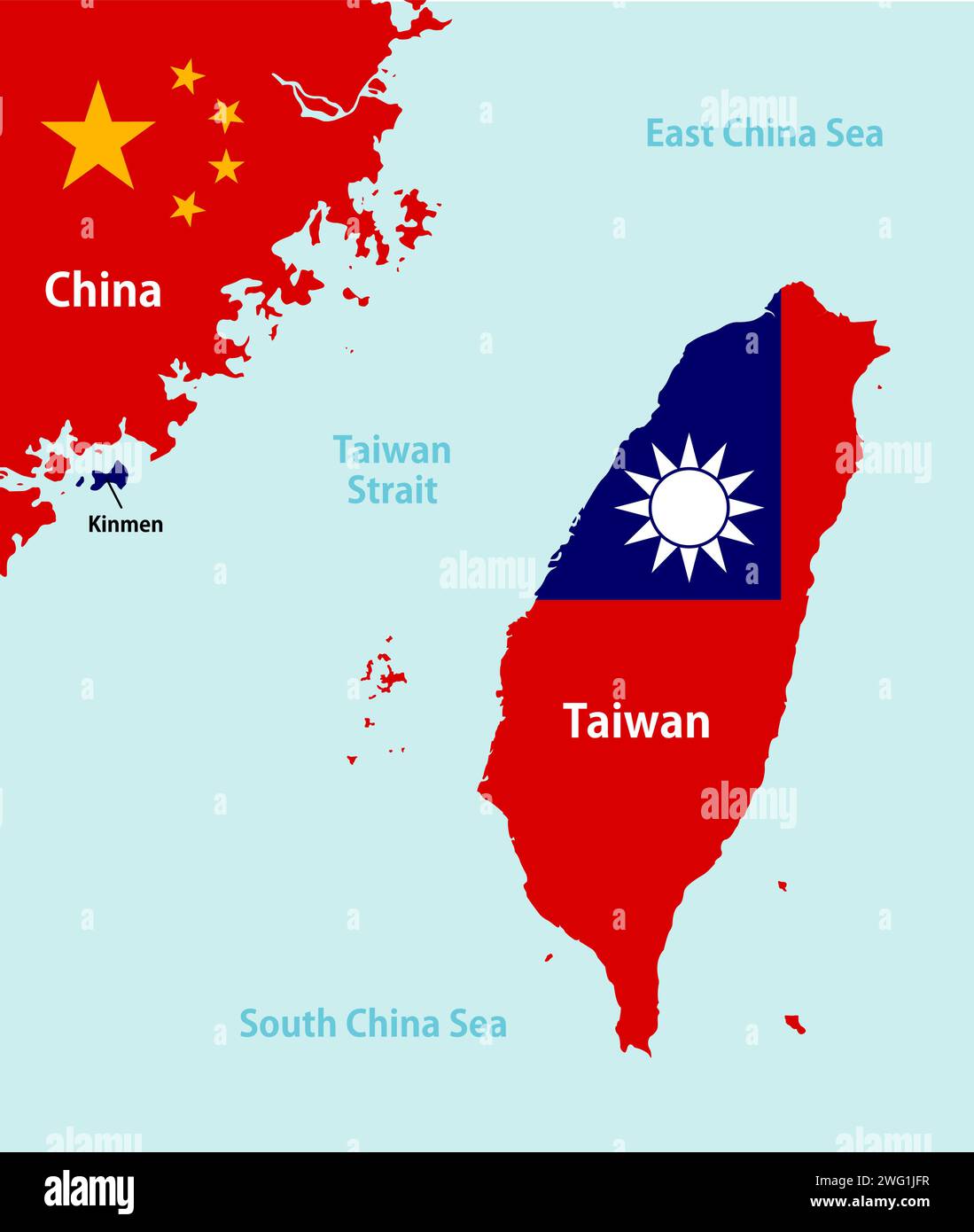 Illustrazione della mappa dello stretto di Taiwan e Taiwan Illustrazione Vettoriale