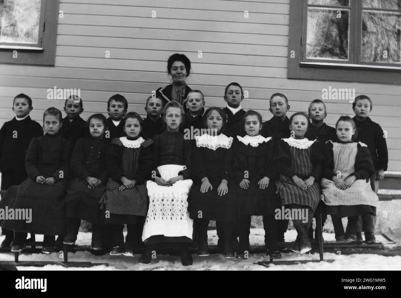 Lassar-Johanna con classe scolastica a Lima, 1895-1910. Foto Stock