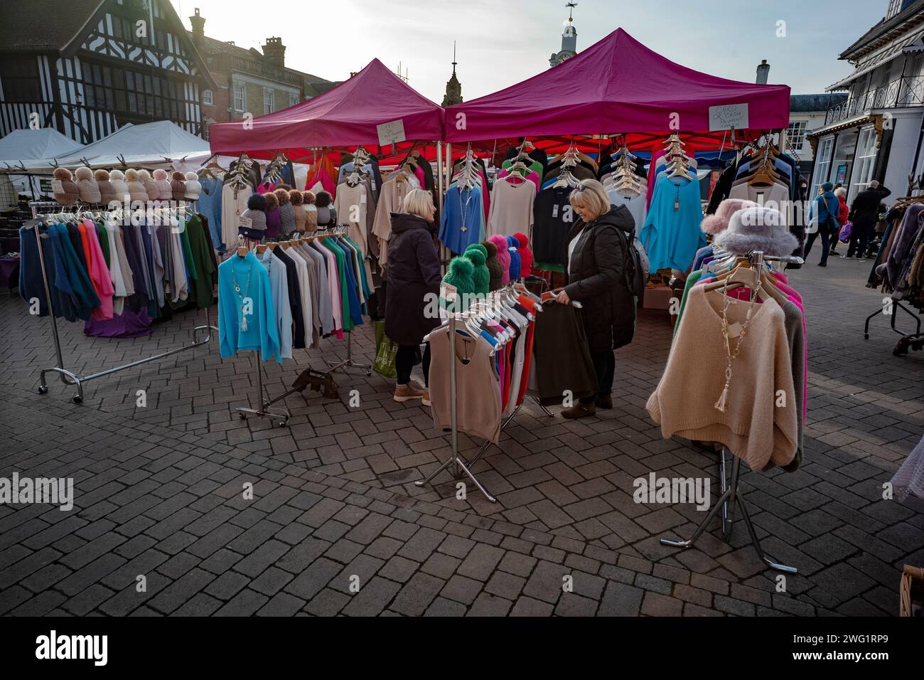 Zafferano Walden Essex sabato giorno di mercato gennaio 2024 Foto Stock