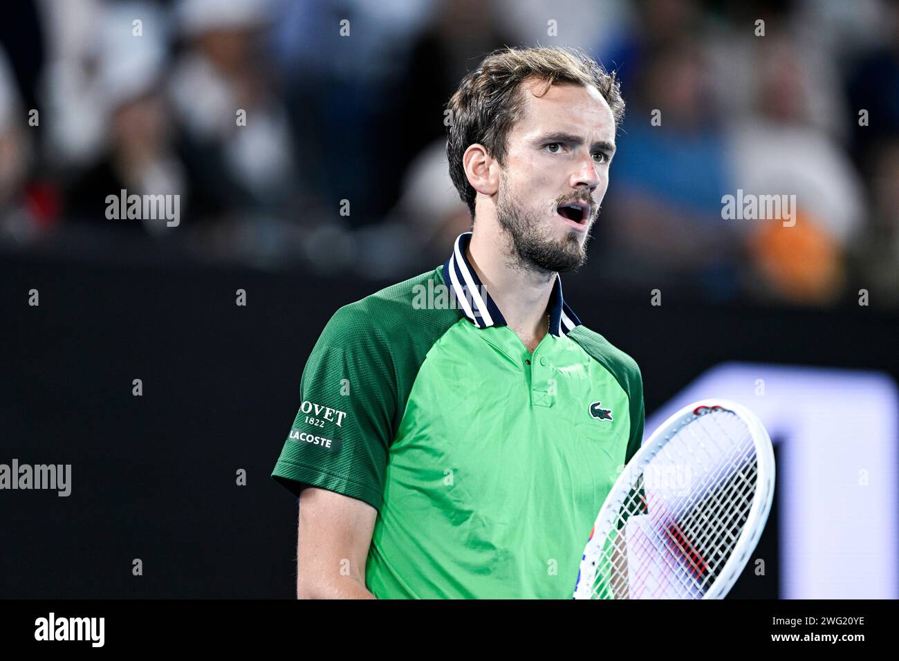 Melbourne, Australie. 26 gennaio 2024. Daniil Medvedev durante il torneo di tennis Australian Open AO 2024 del grande Slam il 26 gennaio 2024 al Melbourne Park di Melbourne, Australia. Foto Victor Joly/DPPI Credit: DPPI Media/Alamy Live News Foto Stock