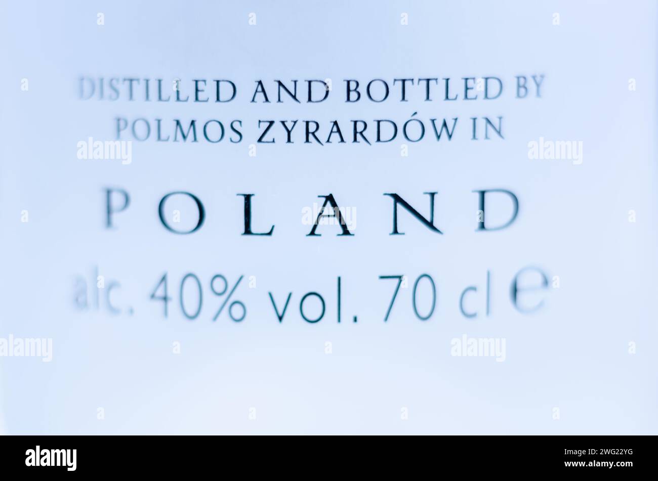 LONDRA, Regno Unito - 18 GENNAIO 2024 Un marchio di vodka di segale polacca prodotto e distribuito da LVMH, dal nome di Belweder, il palazzo presidenziale polacco di Wa Foto Stock