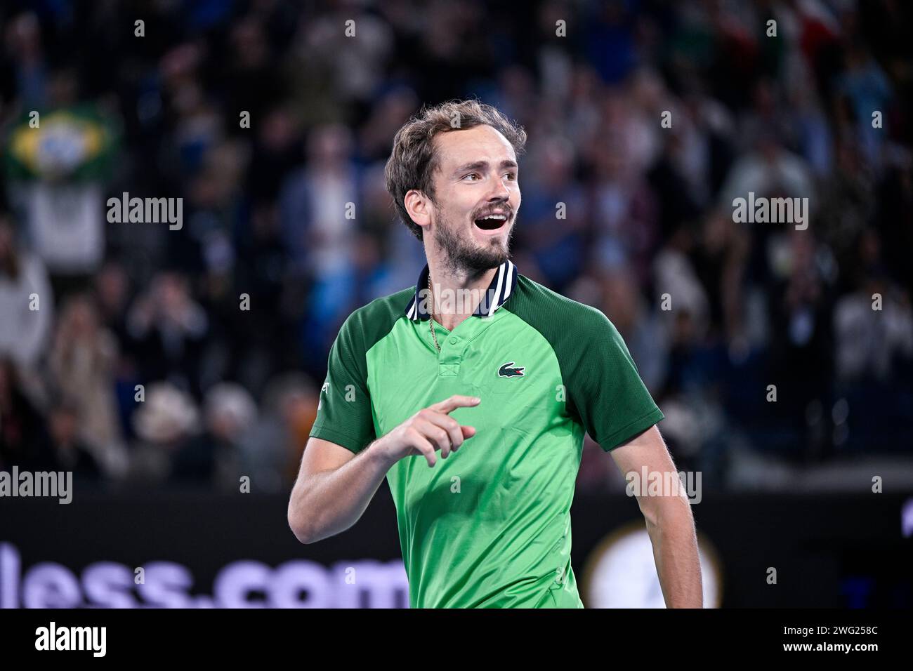 Melbourne, Australie. 26 gennaio 2024. Daniil Medvedev durante il torneo di tennis Australian Open AO 2024 del grande Slam il 26 gennaio 2024 al Melbourne Park di Melbourne, Australia. Foto Victor Joly/DPPI Credit: DPPI Media/Alamy Live News Foto Stock