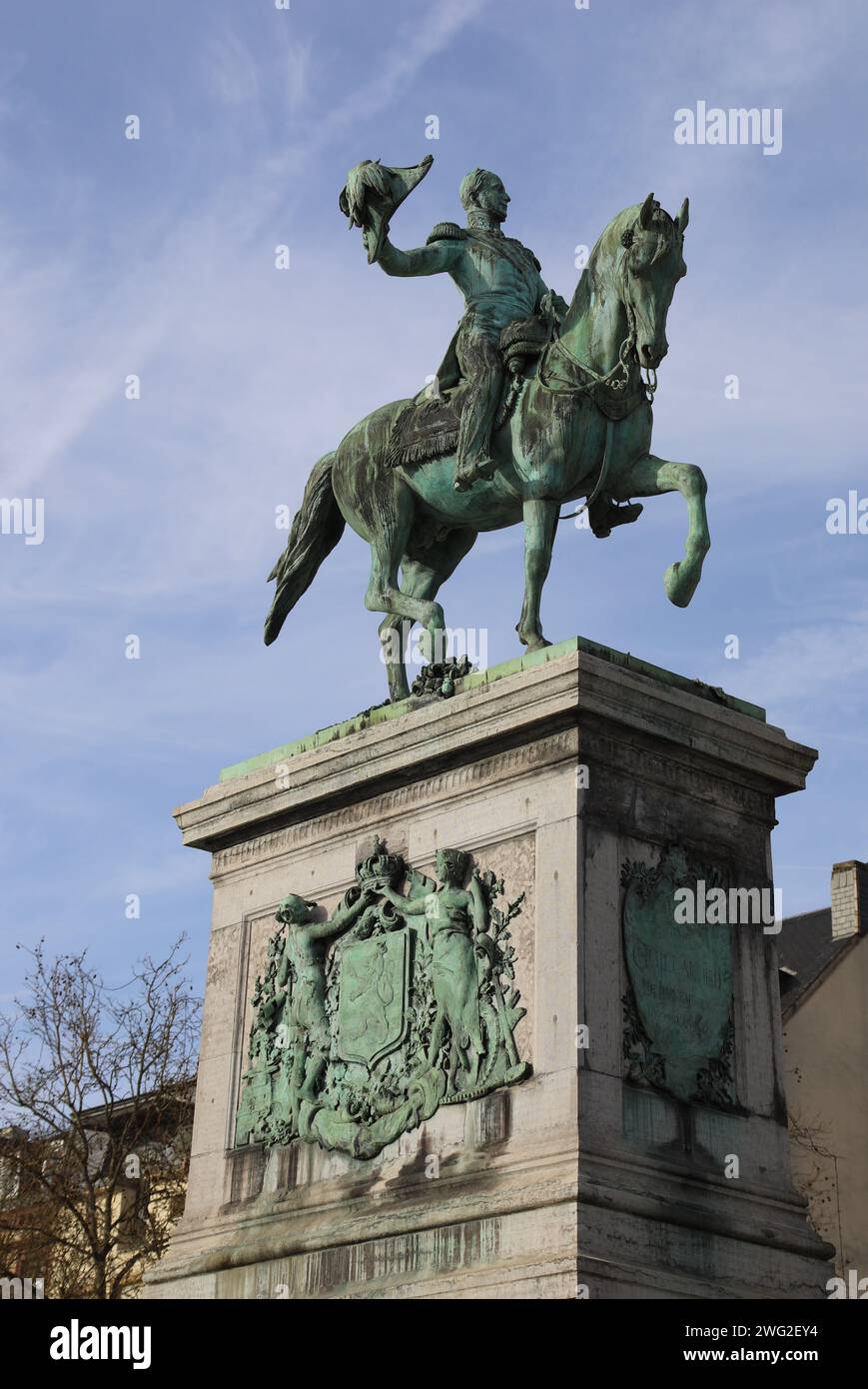 Statua equestre del re e granduca Guglielmo II di Nassau Orange in Lussemburgo Foto Stock