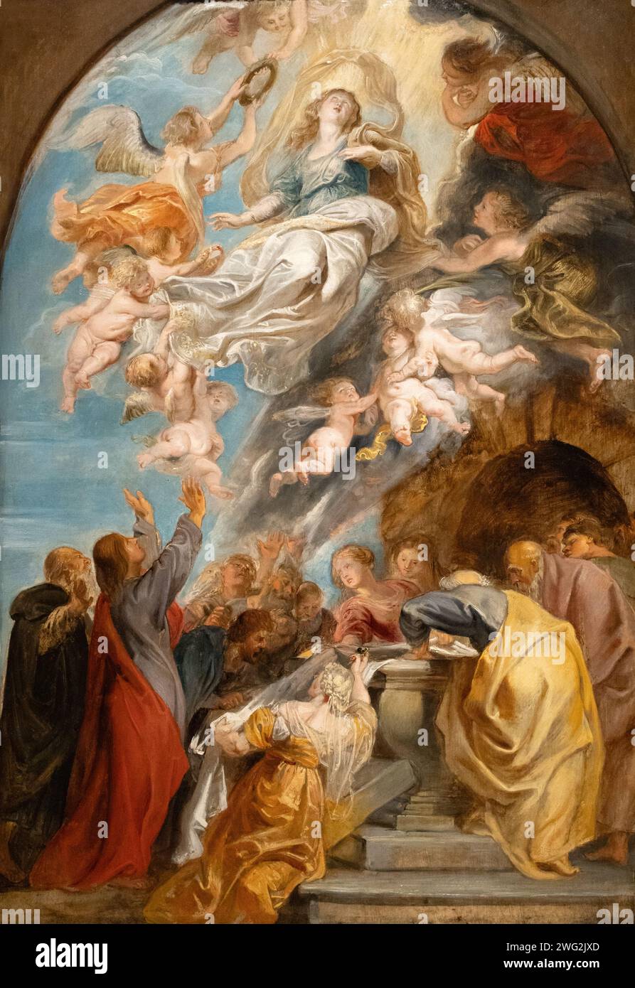 Dipinto di Pietro Paolo Rubens, "modello per l'assunzione della Vergine", 1622-5, olio su tavola, dipinto della Vergine Maria , XVII secolo Foto Stock