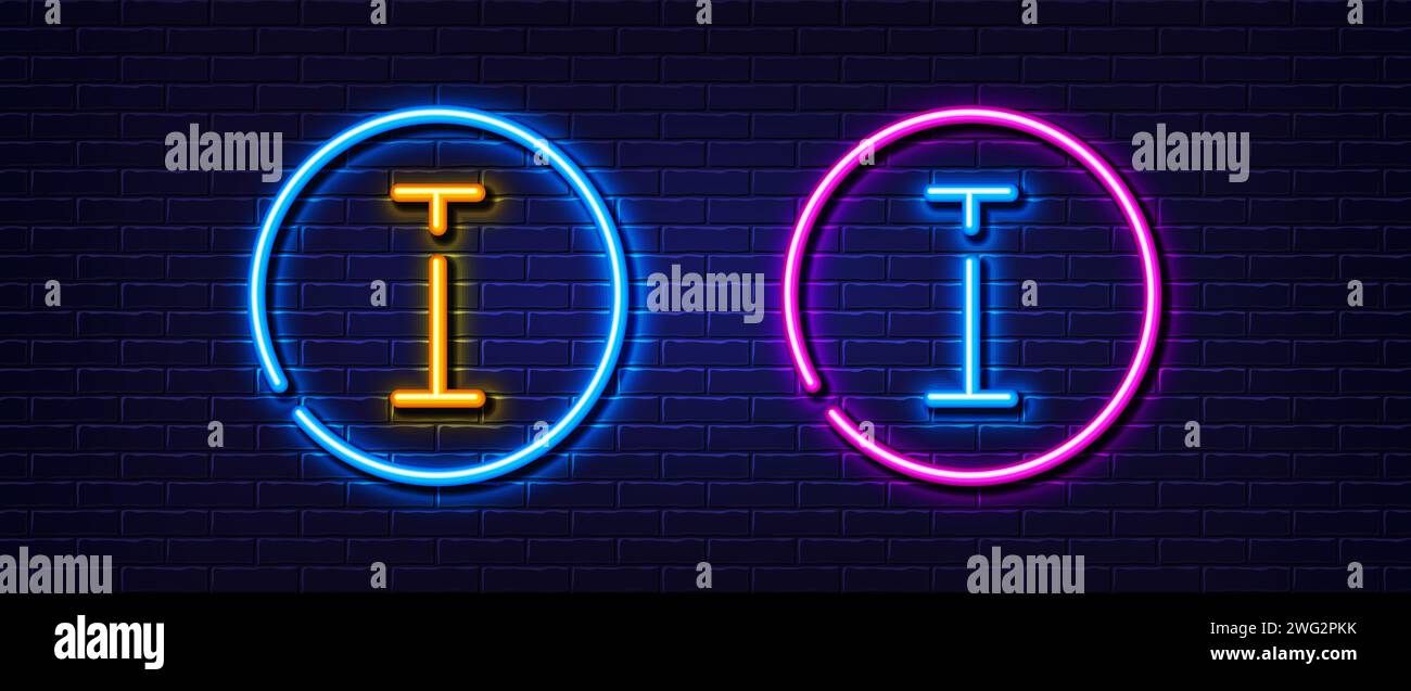 Icona della lettera iniziale I. Carattere tipografico a righe. Effetto linea di luce al neon. Vettore Illustrazione Vettoriale