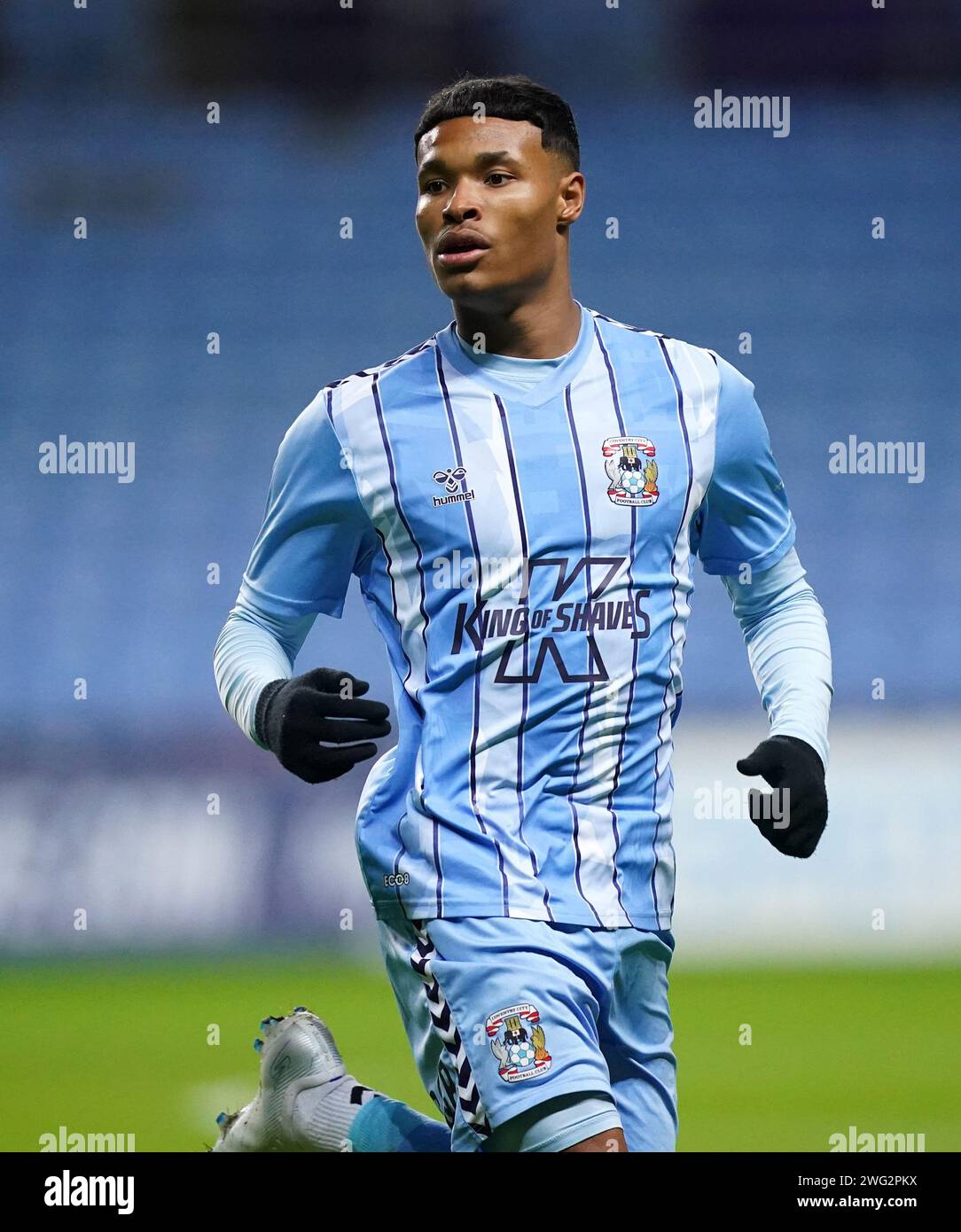 Il Kai Andrews di Coventry City durante il quinto round della fa Youth Cup alla Coventry Building Society Arena di Coventry. Data immagine: Venerdì 2 febbraio 2024. Foto Stock