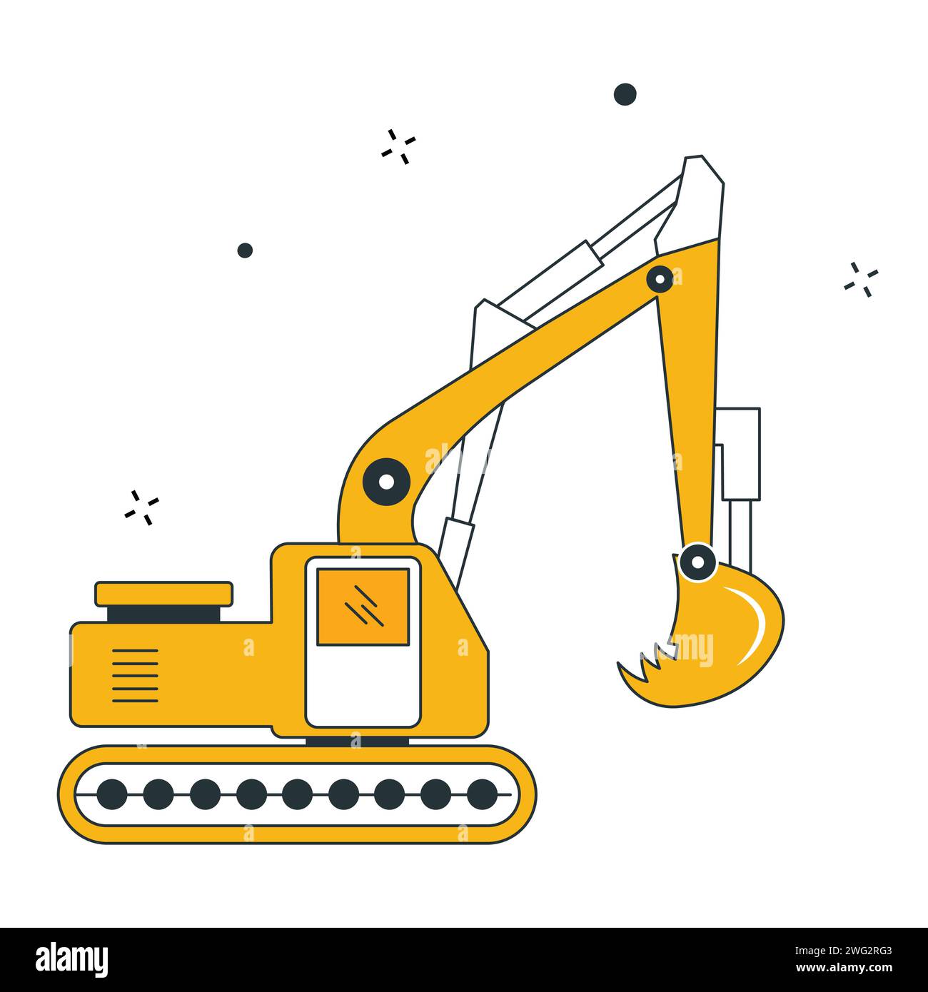 Progettazione dell'icona dell'illustrazione vettoriale dell'escavatore Illustrazione Vettoriale