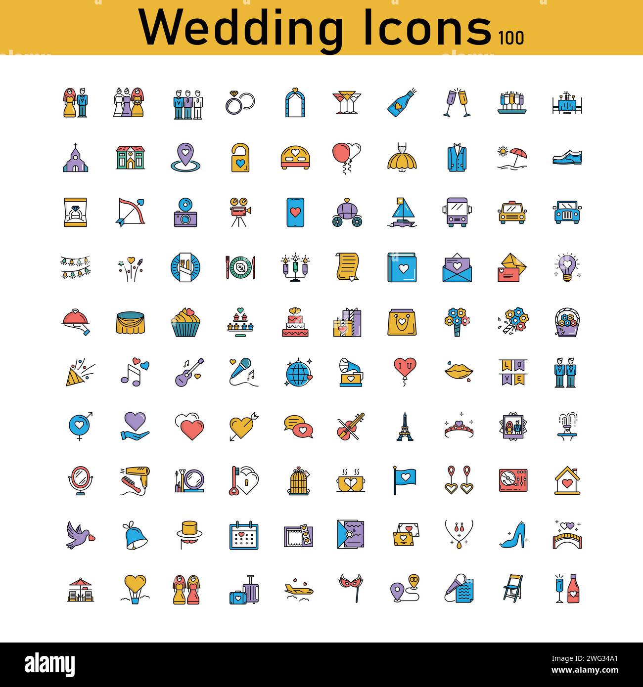 "Wedding Icon Pack Vector Illustration Design" Illustrazione Vettoriale