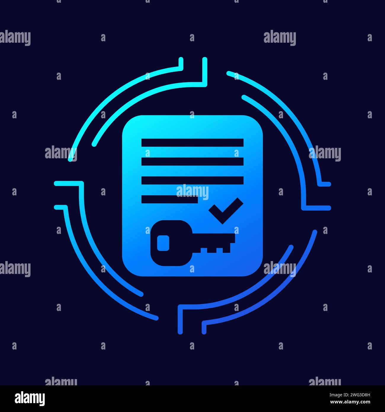 protezione dei documenti, icona di sicurezza con chiave Illustrazione Vettoriale