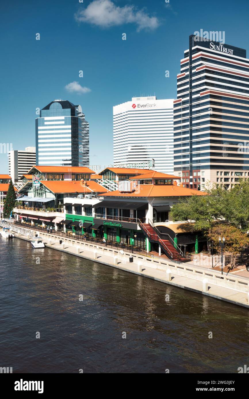 Lungomare nel centro di Jacksonville, Florida, Stati Uniti Foto Stock