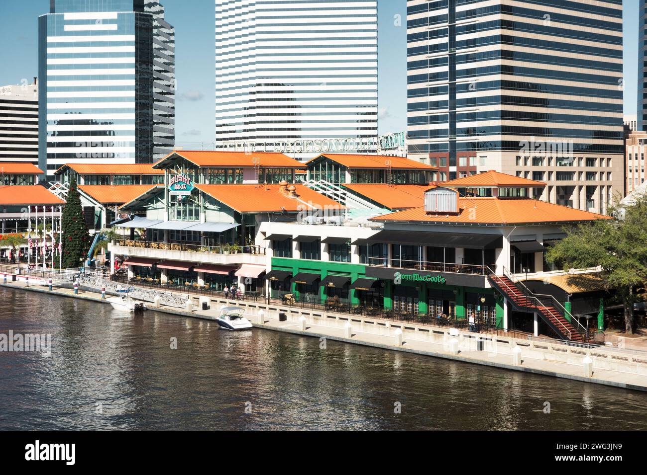 Jacksonville Landing nel centro di Jacksonville, Florida, Stati Uniti Foto Stock