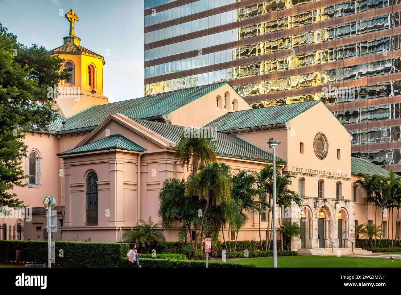 La prima chiesa presbiteriana nel centro di Miami, Florida, Stati Uniti. Foto Stock