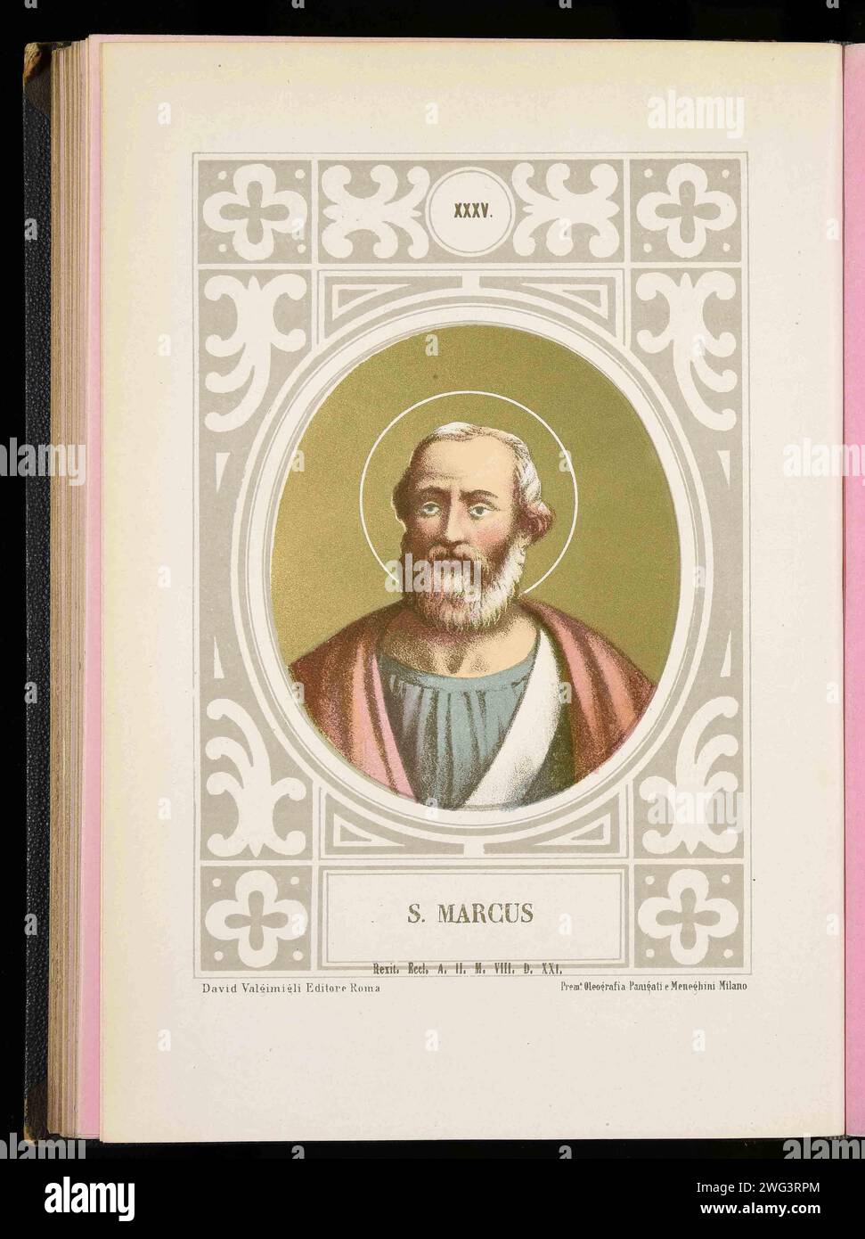 Un'incisione del 1879 di Papa Marco che fu pontefice per 263 giorni nell'AD336. Era il 34° papa. Foto Stock