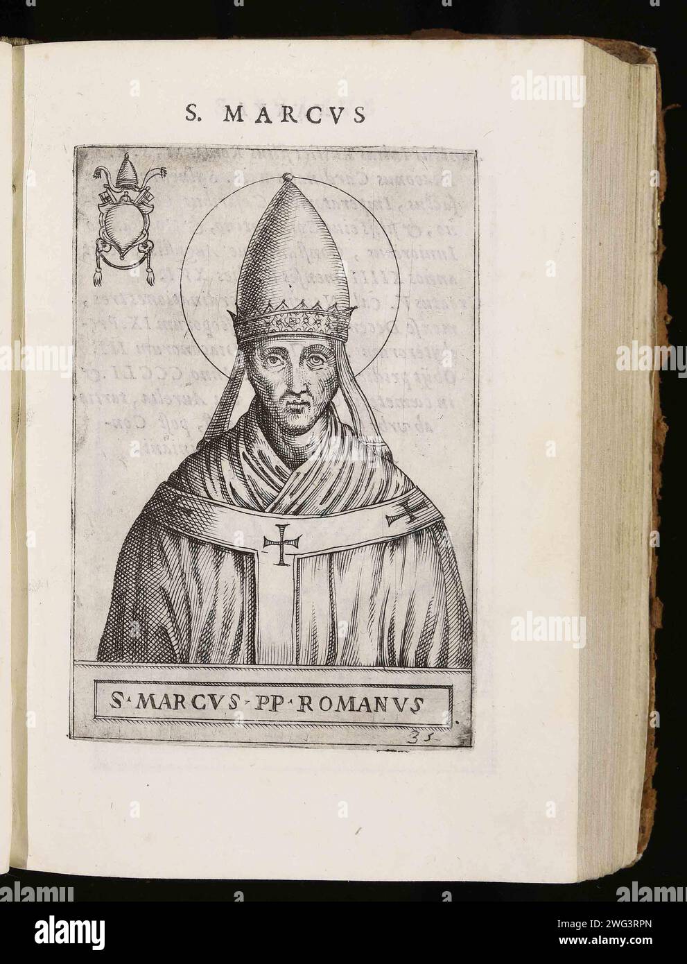 Un'incisione del 1580 di Papa Marco che fu pontefice per 263 giorni nel 336. Era il 34° papa. Foto Stock