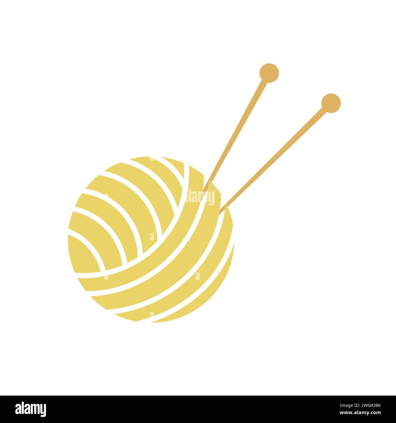 Illustrazione vettoriale di icone aghi e palla di lana per maglieria Illustrazione Vettoriale