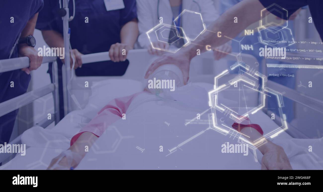 Immagine dell'elaborazione dei dati medici su diversi medici Foto Stock