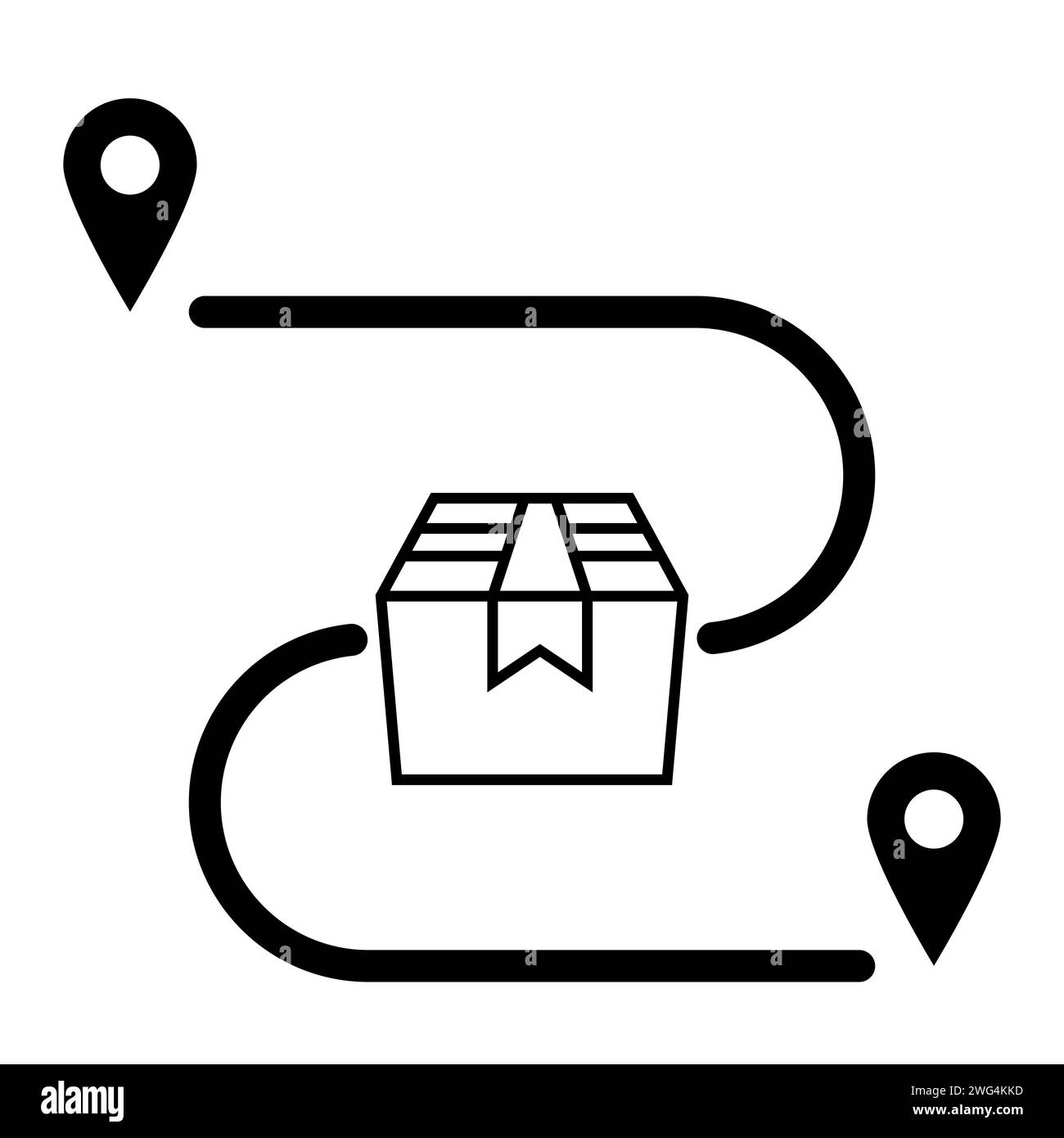 Monitoraggio del percorso di consegna dei pacchi, ordinazione di merci online logistica di consegna dei negozi Illustrazione Vettoriale
